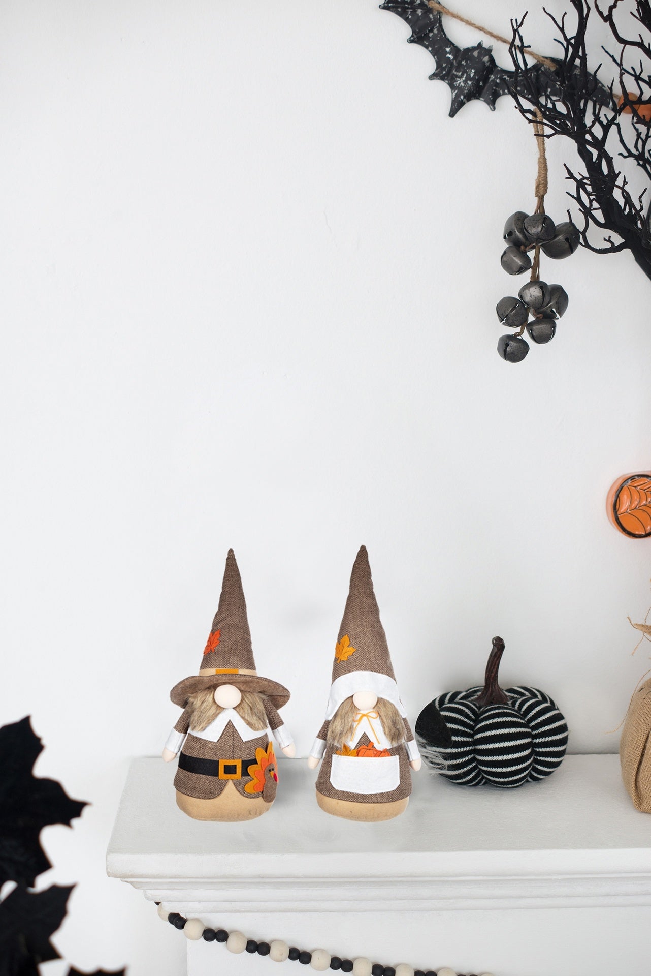 Set of 2 8.3x4.3x20.9" Fabric Gnome Couple Decor Holiday Fall & Thanksgiving Figurines