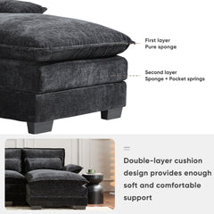 123*55"Modern U-shaped Sectional Sofa with Console,Cup Holders and USB Charger,6 Seat Upholstered Symmetrical Indoor Furniture,Comfy Chenille Cloud Couch with Chaise for Living Room,Apartment,5 Colors