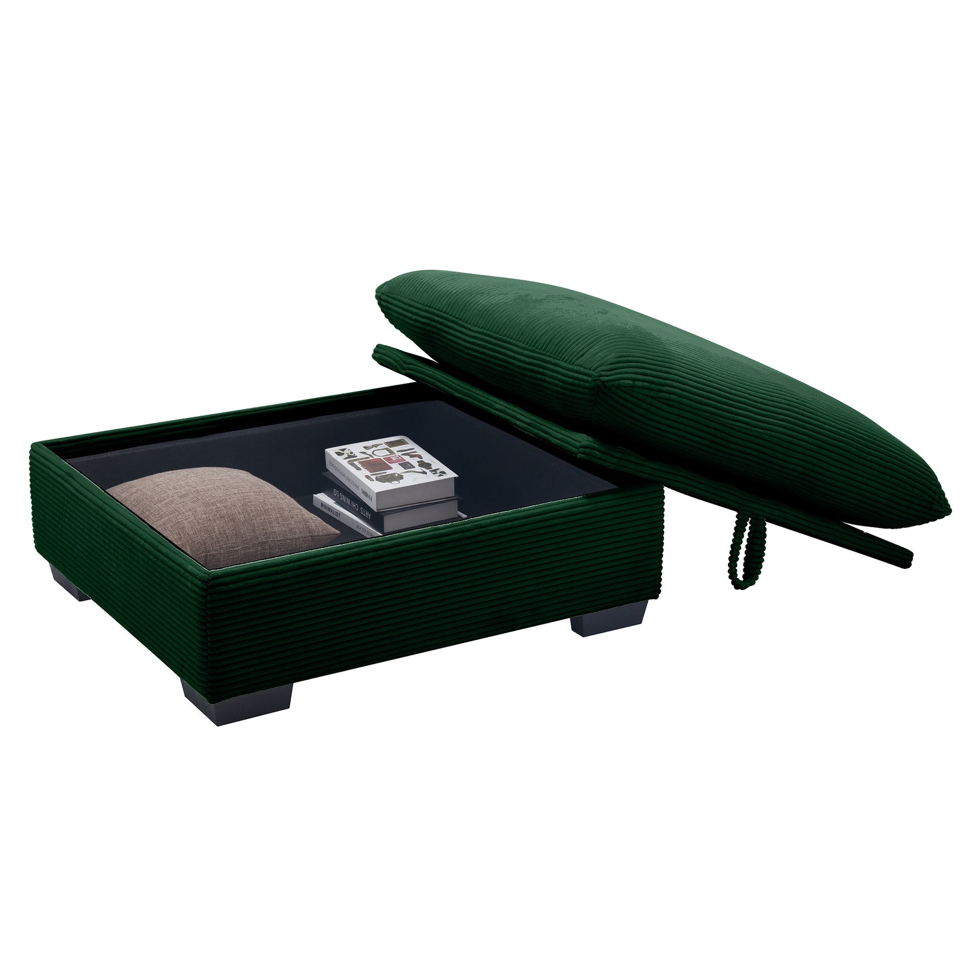 Corduroy Fabric Ottomans Footrest to Combine with 2 Seater Sofa, 3 Seater Sofa and 4 Seater Sofa, Green Corduroy