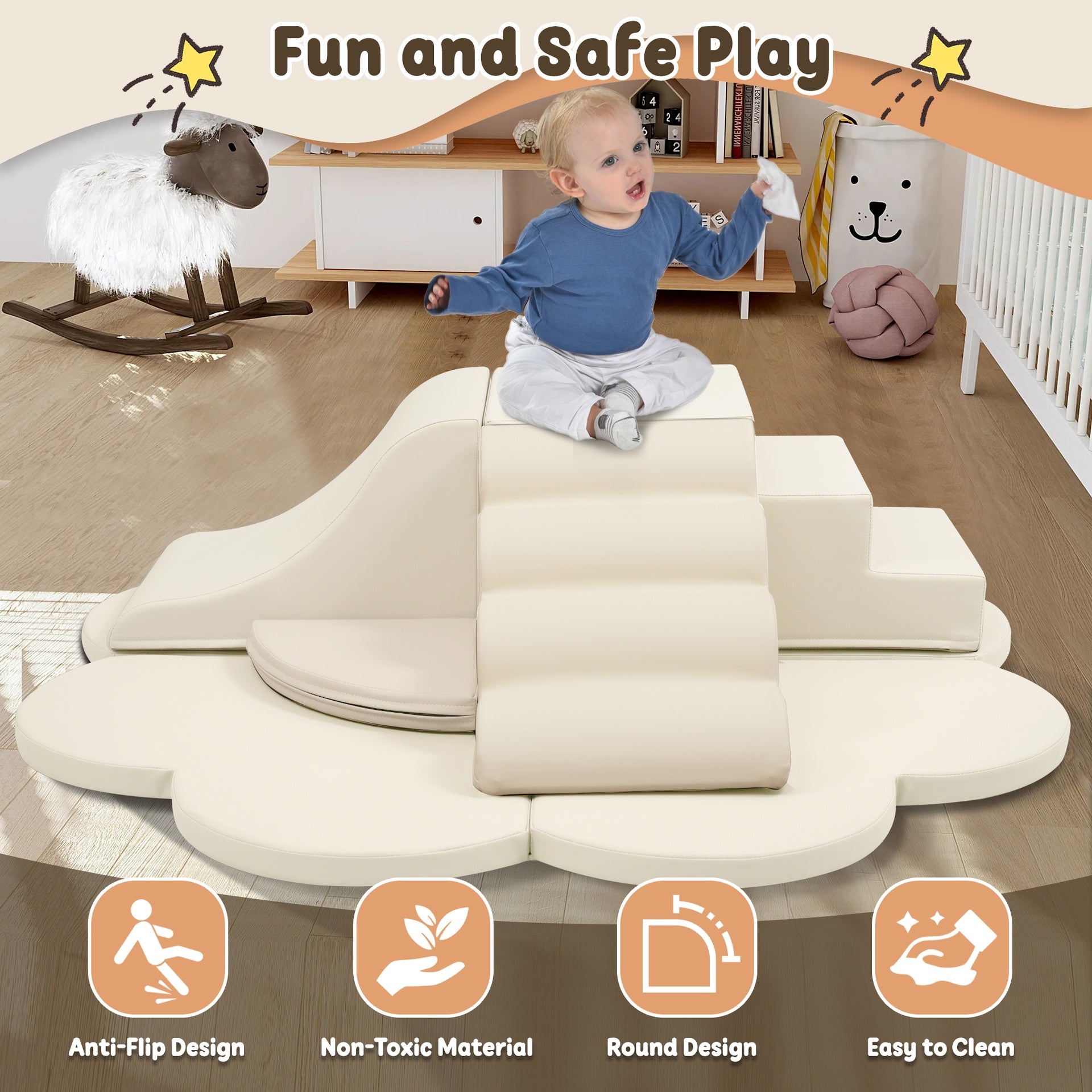 Soft Foam Block Play Structures Climbers for Child Development, 6-Piece Baby Foam Climbing Foam, Climbing Crawling Toys Soft Foam Blocks Activity Play Set
