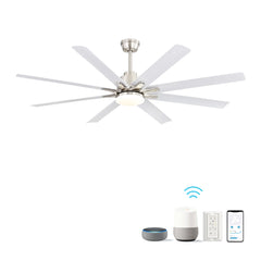 66 Inch Modern Ceiling Fan With Dimmable Led Light 8 ABS Blades Remote Control Reversible DC Motor For Home Office