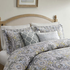 6 Piece Cotton Comforter Set Grey King