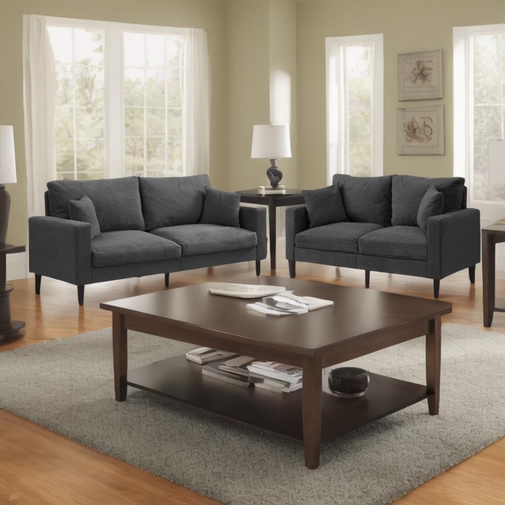 Two Piece Sofa Set,Living Room Three seater+Two seater,Comfy,Modern Upholstered Sofa,Living Room Bedroom Apartment Small Space,Corduroy,Dark grey