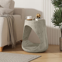 MGO Hollow Side Table, Wood-like texture, GREY Color