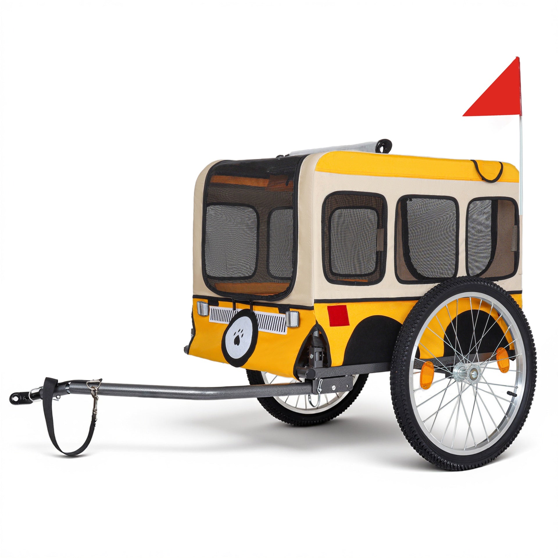 Large Folding Bike Trailer for Dogs - 20×2 1/8 Inches Wheels, Heavy-Duty Steel Frame, Spacious Design, All-Terrain Cycling, Jogging & Camping Adventure, Yellow