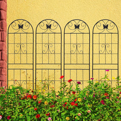 4 Pack Metal Garden Trellis 71" x 19.7" Rustproof Trellis for Climbing Plants Outdoor Flower Support Black