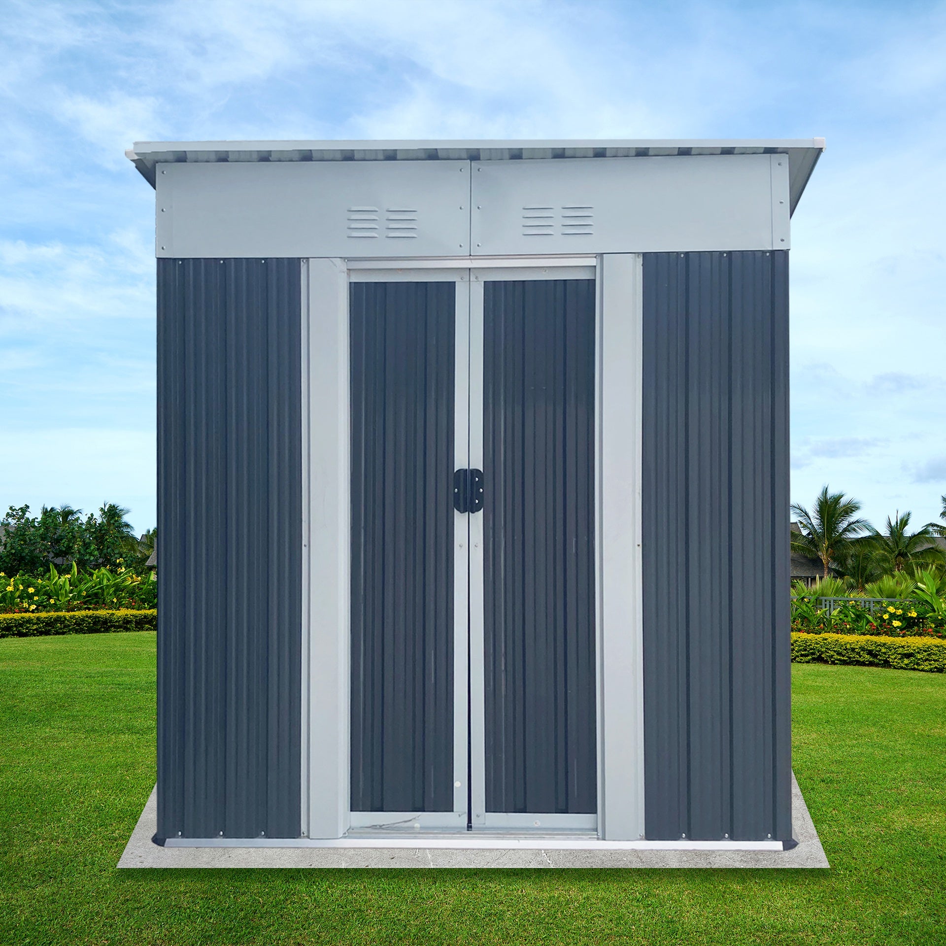 5FTx3FT Pent Roof Grey Outdoor Tool Bike Storage Garden Shed Tool House