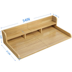 Washer Dryer Countertop with Non-slip Pads, Laundry Wood Shelf Topper with Edge, 54" Width x 27.5" Depth Double Layer Organizer for Washer and Dryer Laundry Hamper Counter Storage (Natural Color)