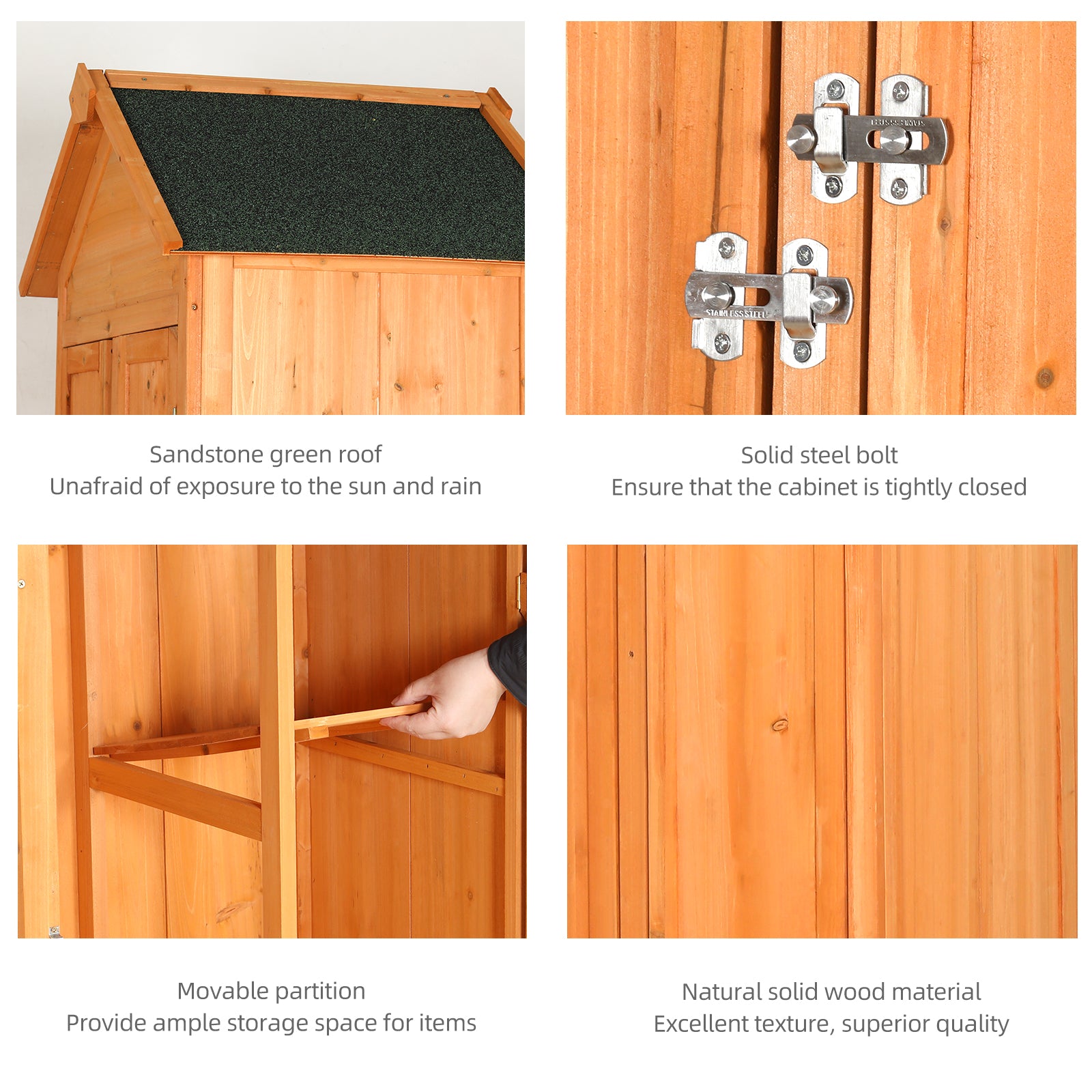 Outdoor Storage Shed Wood Tool Shed Waterproof Garden Storage Cabinet with Lockable Doors for Patio Furniture, Backyard, Lawn, Meadow, Farmland