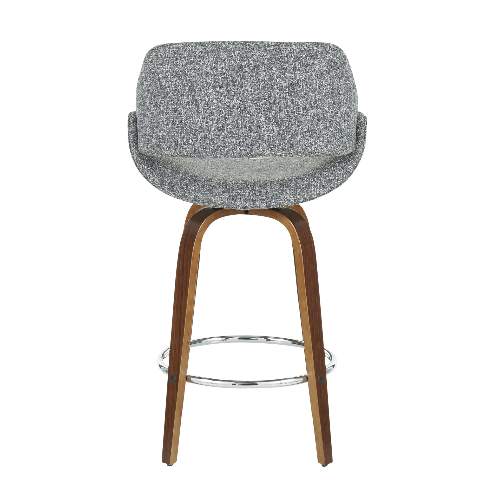 Fabrico Mid-Century Modern Counter Stool in Walnut and Grey Noise Fabric by LumiSource - Set of 2