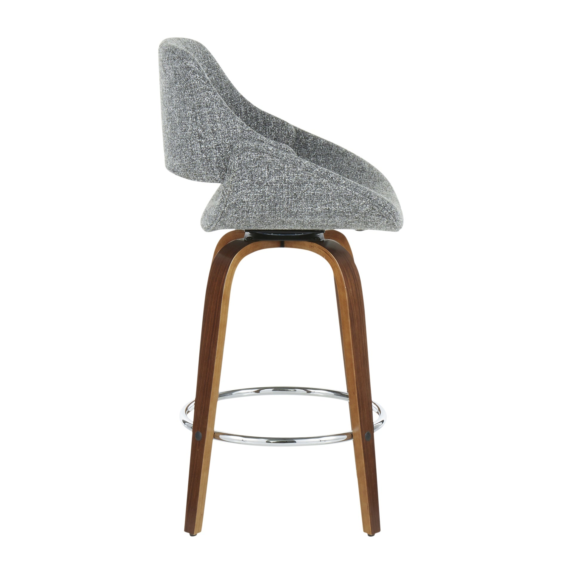 Fabrico Mid-Century Modern Counter Stool in Walnut and Grey Noise Fabric by LumiSource - Set of 2