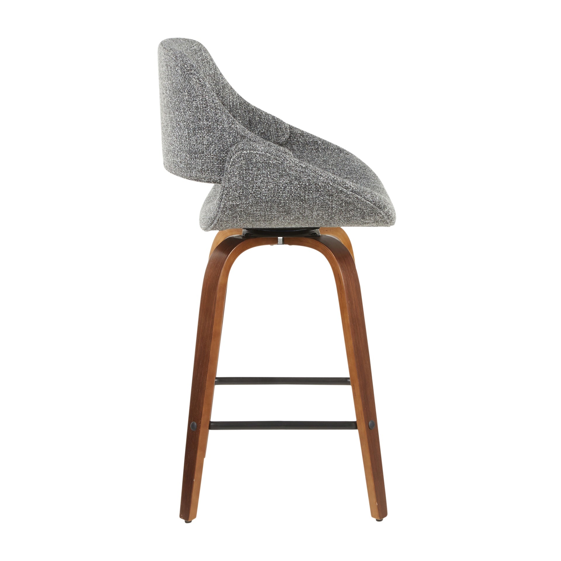 Fabrico Mid-Century Modern Counter Stool in Walnut and Grey Noise Fabric by LumiSource - Set of 2