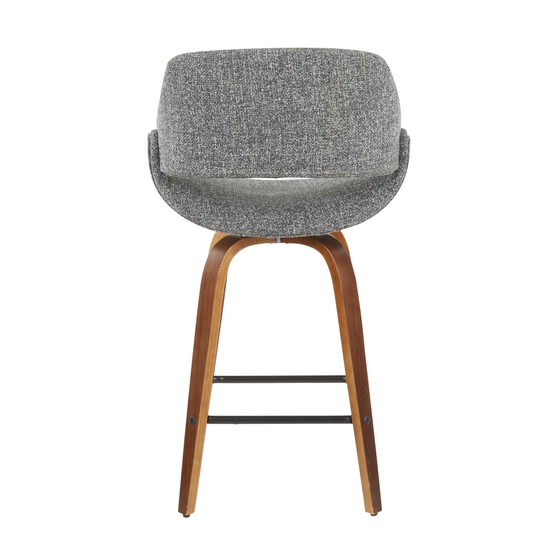 Fabrico Mid-Century Modern Counter Stool in Walnut and Grey Noise Fabric by LumiSource - Set of 2