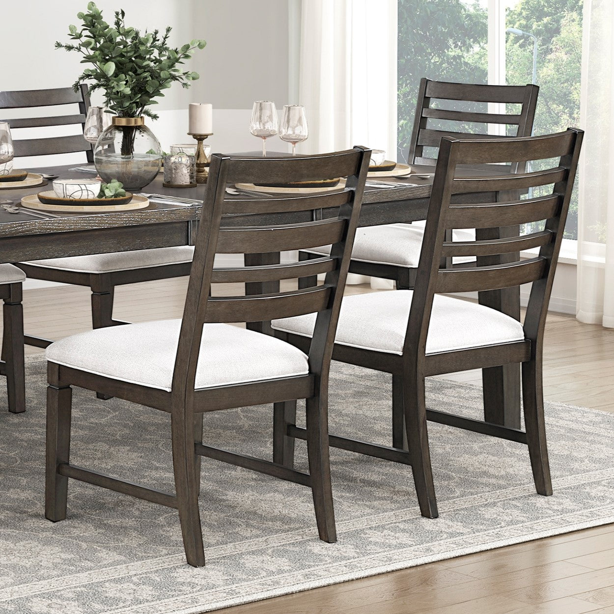 Classic Style 7pc Dining Set Dark Espresso Finish Table with Extension Leaf Armchairs Side Chairs Comfortable Seat Wooden Dining Furniture