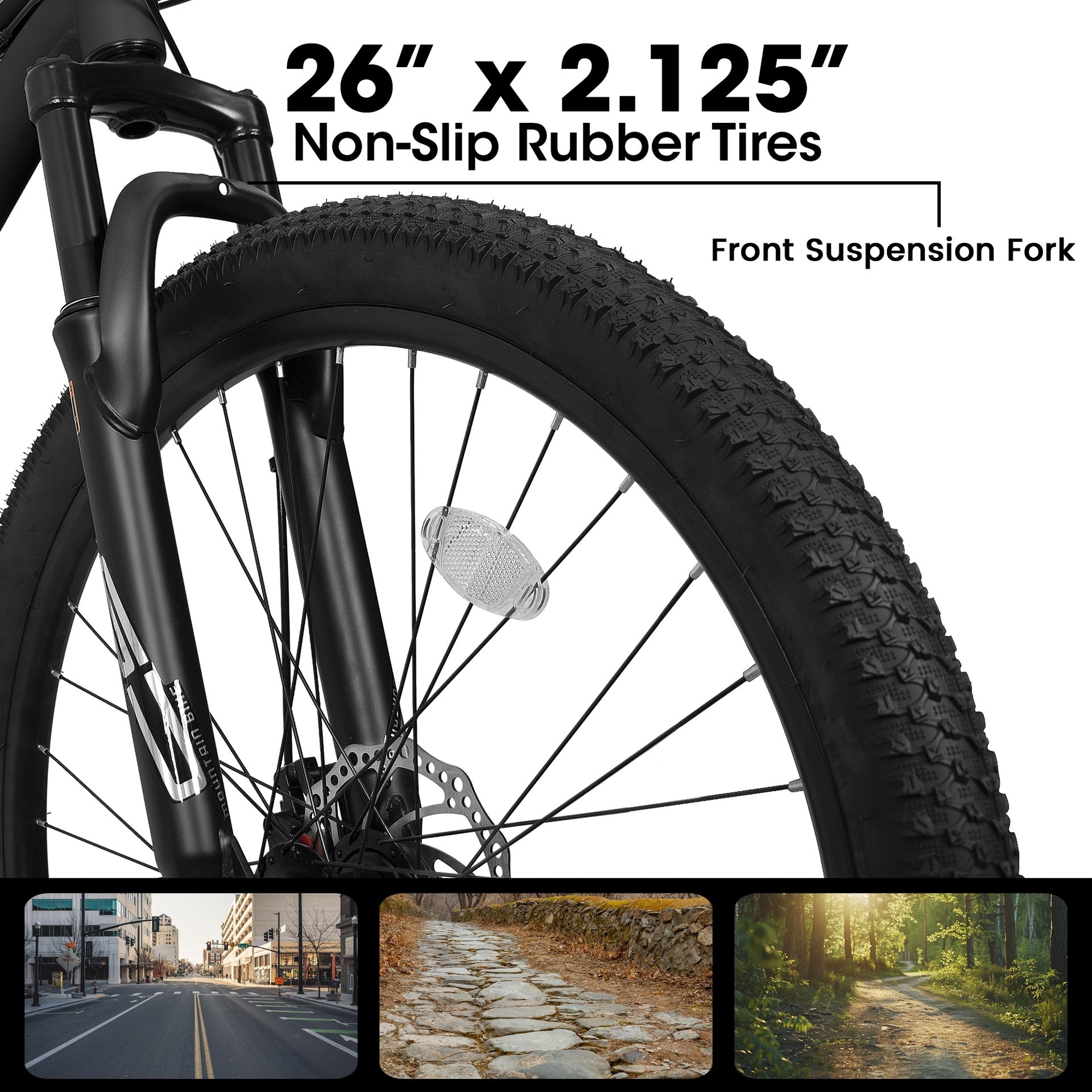 A26207 26 Inch Steel Frame Shock Fork Plus Shock Absorber 21-speed Unisex Mountain Bike