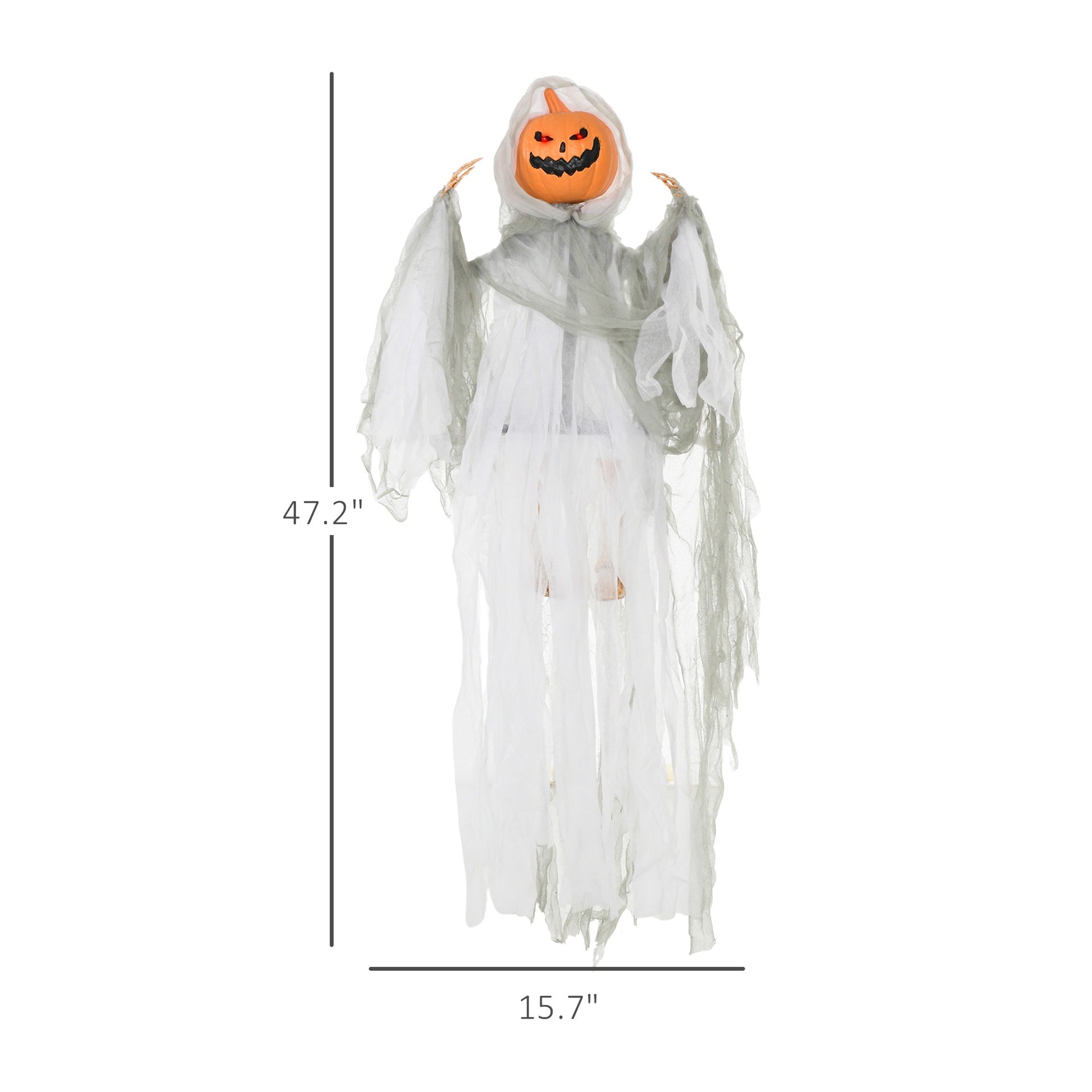 Outdoor Halloween Hanging Pumpkin Ghost w/ Light Up Eyes, Sound Activated Prop w/ Creepy Howling Sounds