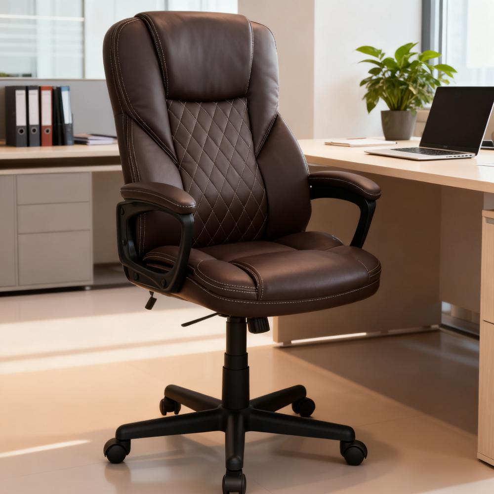 PU Leather Executive Desk Chair with Adjustable Height and Swivel Wheels,High Back Ergonomic Office Chair,For Home and Office