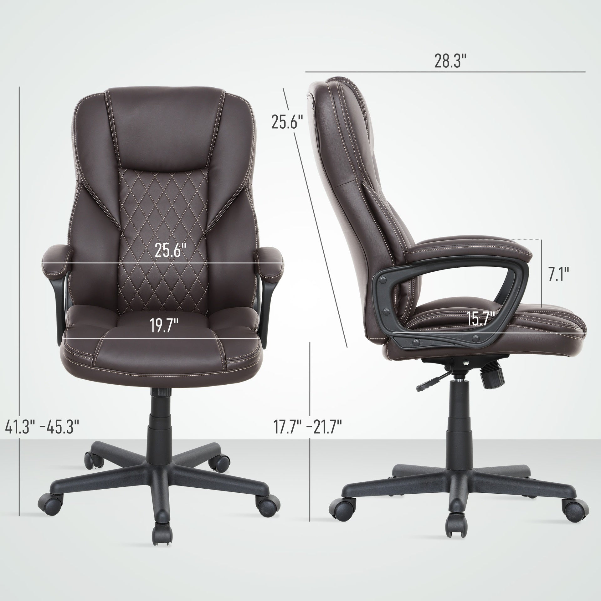 PU Leather Executive Desk Chair with Adjustable Height and Swivel Wheels,High Back Ergonomic Office Chair,For Home and Office