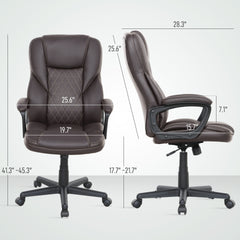 PU Leather Executive Desk Chair with Adjustable Height and Swivel Wheels,High Back Ergonomic Office Chair,For Home and Office