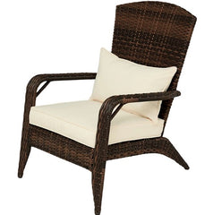 Patio Chair with Rattan Wicker, Soft Cushions, Tall Curved Backrest