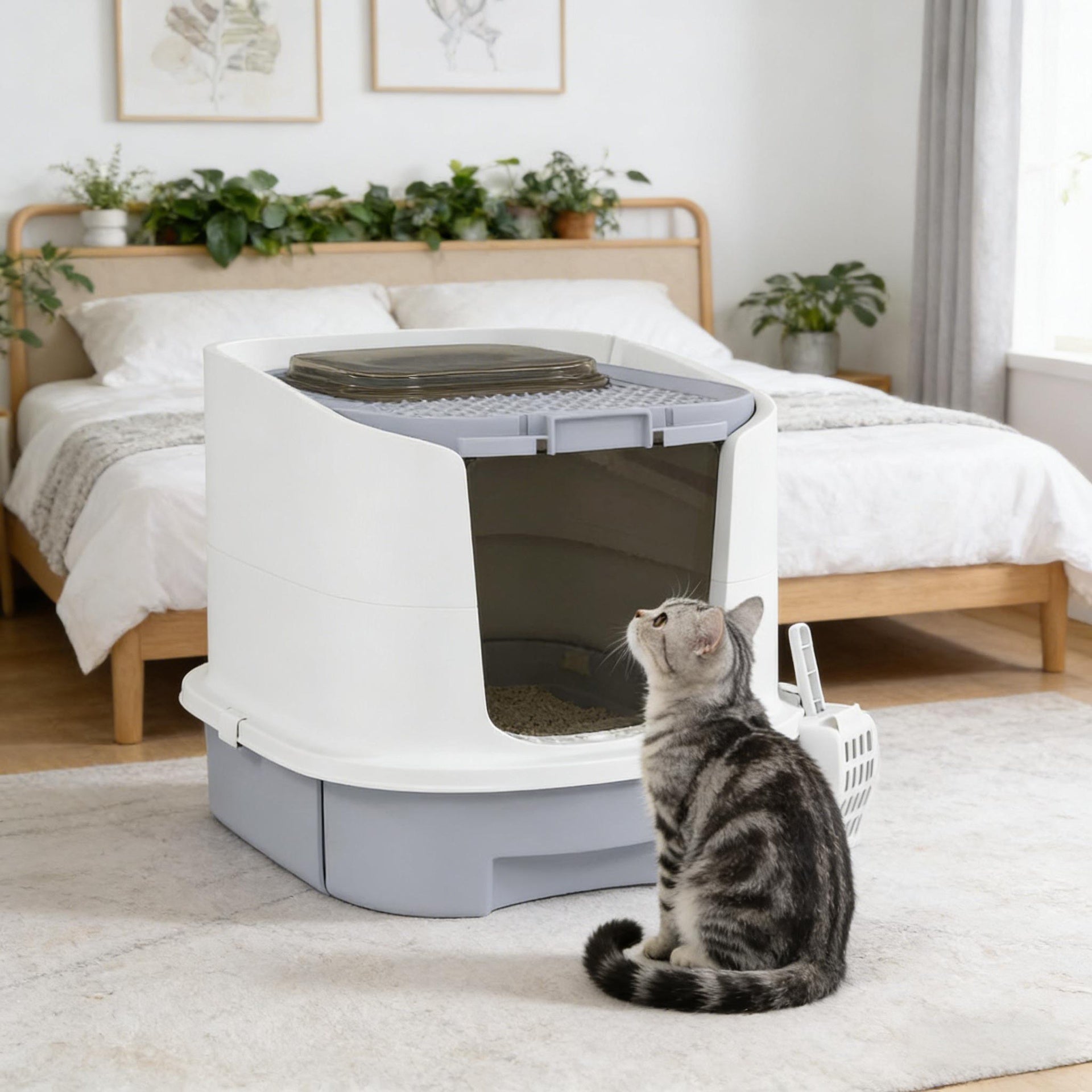 Easy to Clean Litter Box,Covered Cat Litter Box