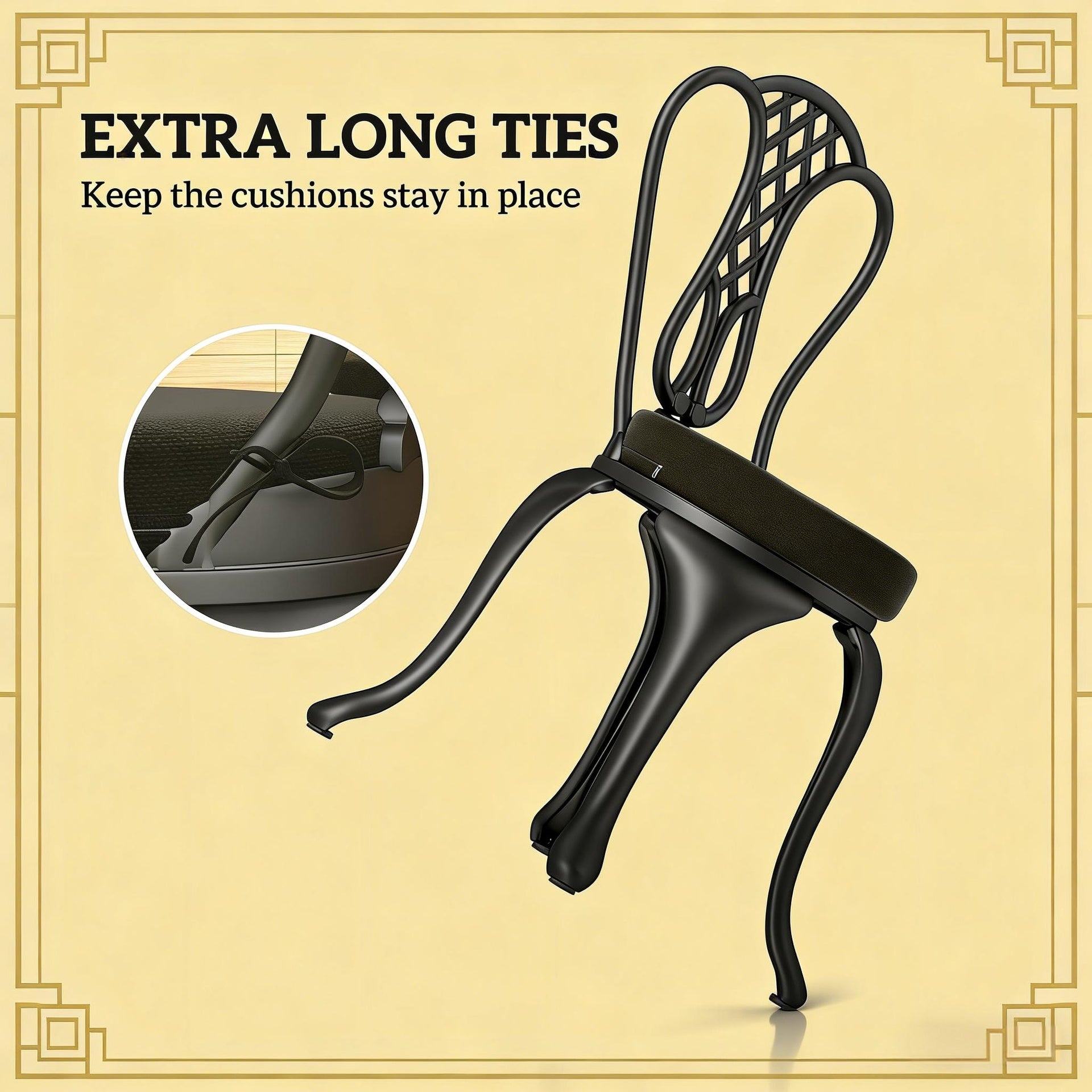 Black Dining Chair Cushions,Set of 4 Round Seat Cushions