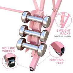 3.5FT Pink Solid Wood Ballet Barre With Adjustable Range Of 31.5-39.5 Inches For Dance Practice