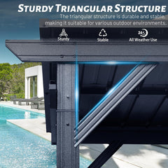 6.5x12FT Hardtop Grill Gazebo, Outdoor BBQ Gazebo with 2 Side Shelves and Sloping Galvanized Steel Roof, Metal Permanent Grill Canopy with Ceiling Hooks for Patio, Lawn, Backyard, Deck, Gray