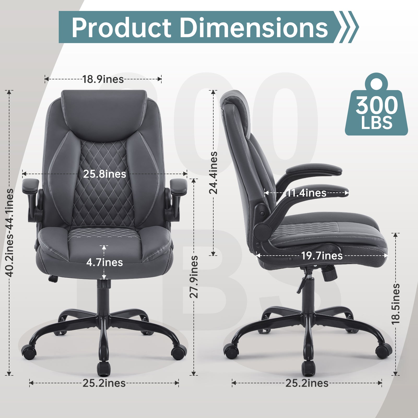 Leather Office Ergonomic Home Office Desk Chair, Back Support Swivel Executive Office Chair with Wheels and Flip-Up Armrests, Small Gaming Chair with Adjustable Rocking Function