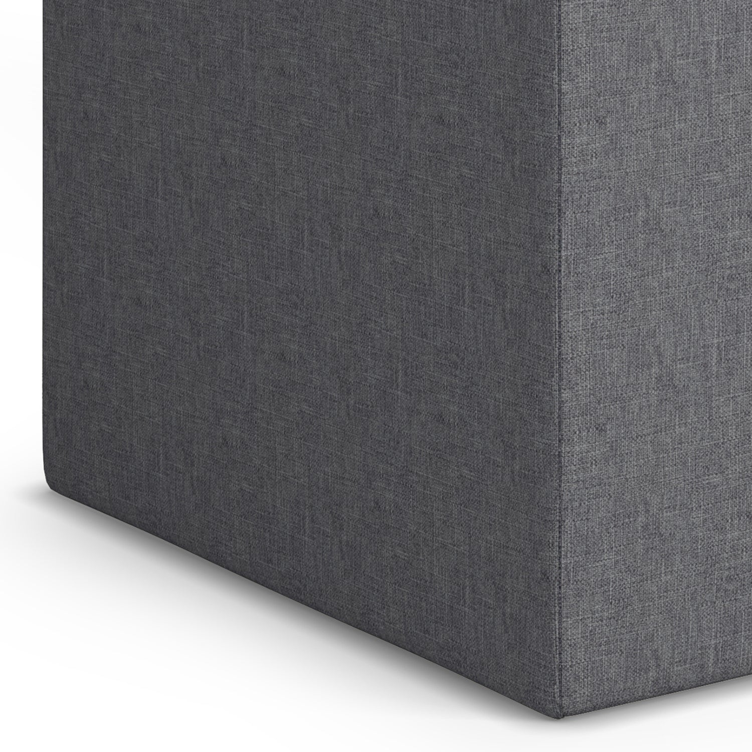 Rockwood 17 inch Wide Cube Storage Ottoman with Tray in Slate Grey Linen-Look Fabric