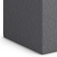 Rockwood 17 inch Wide Cube Storage Ottoman with Tray in Slate Grey Linen-Look Fabric