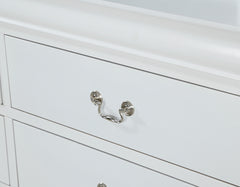 1pc White Finish Five Drawers Louis Philip Chest Solid Wood Contemporary Sleek Ample Storage