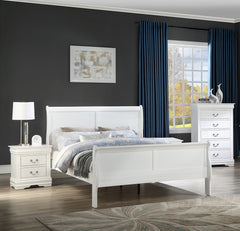 1pc White Finish Five Drawers Louis Philip Chest Solid Wood Contemporary Sleek Ample Storage