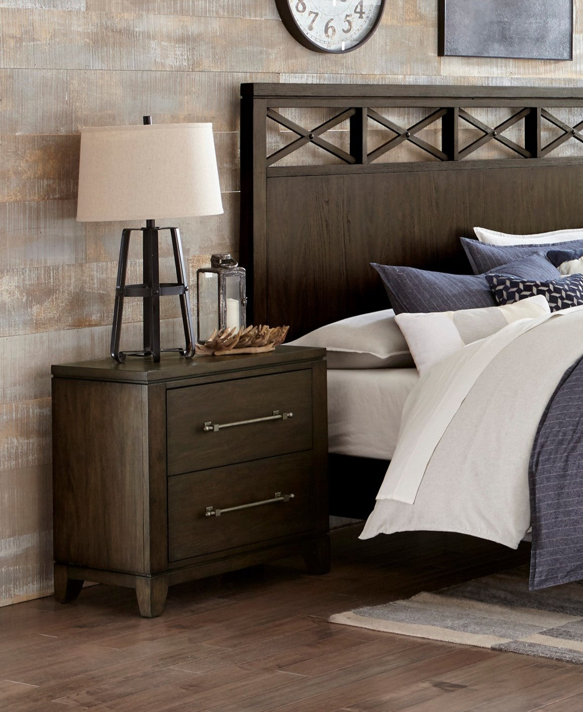 Contemporary Style Bedroom 1pc Nightstand of 2 Drawers Dark Brown Finish Wooden Furniture Modern Look