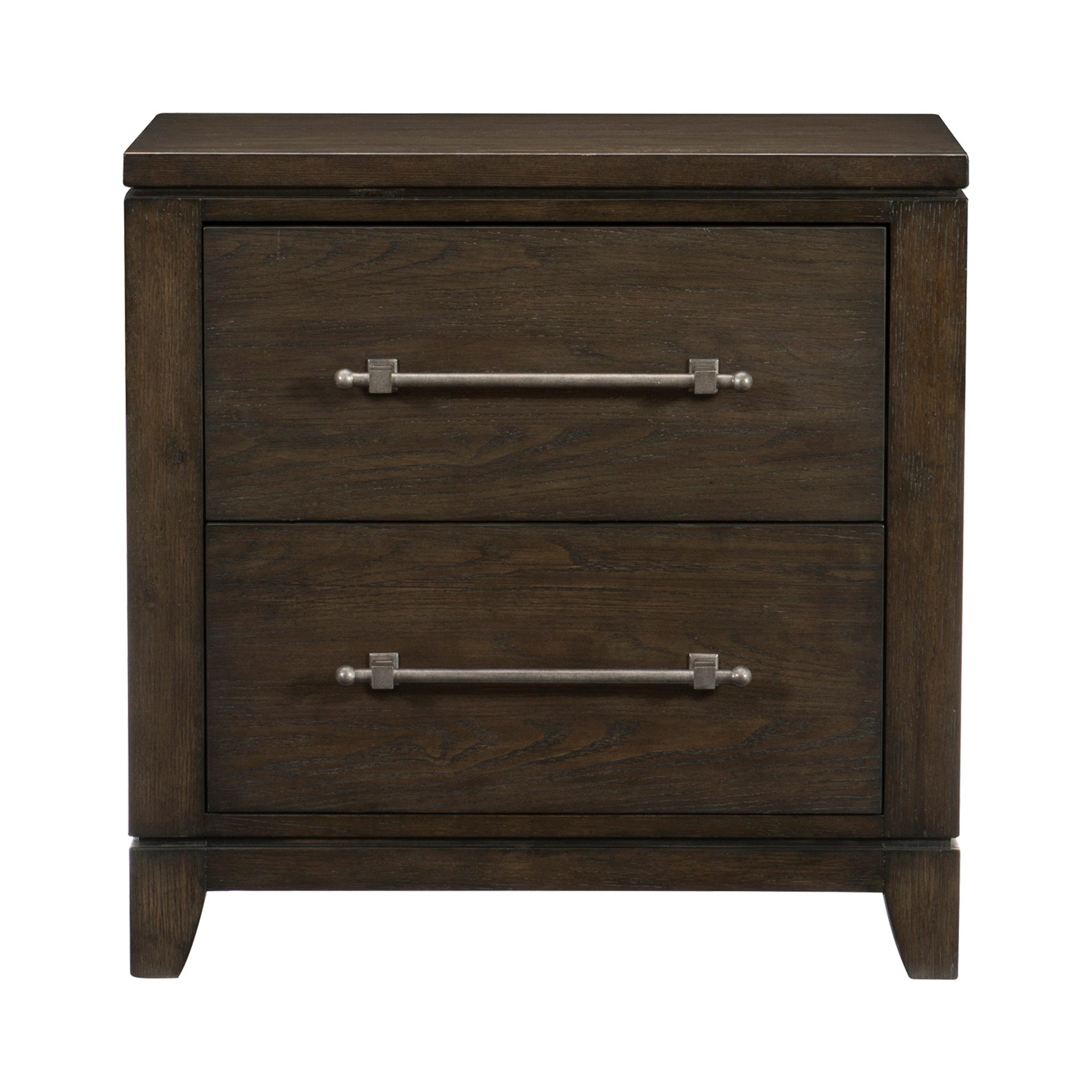 Contemporary Style Bedroom 1pc Nightstand of 2 Drawers Dark Brown Finish Wooden Furniture Modern Look