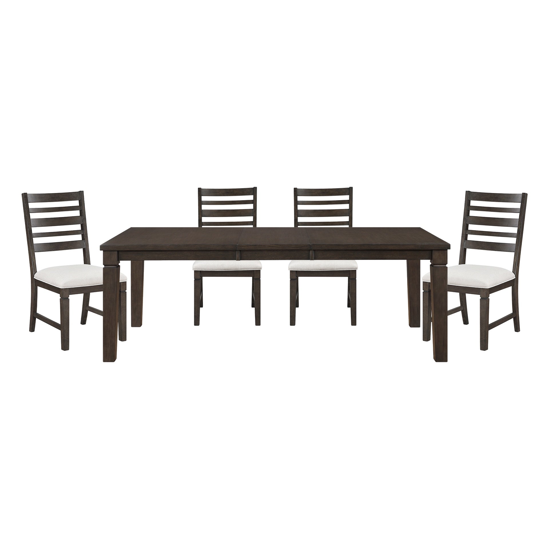 Classic Style 5pc Dining Set Dark Espresso Finish Table with Extension Leaf and 4x Chairs Comfortable Seat Wooden Dining Furniture