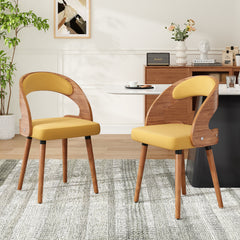 Wood Dining Chairs, Set of 2 Modern Upholstered Dining Chairs with Curved Backrest for Kitchen, Dining Room, Living Room