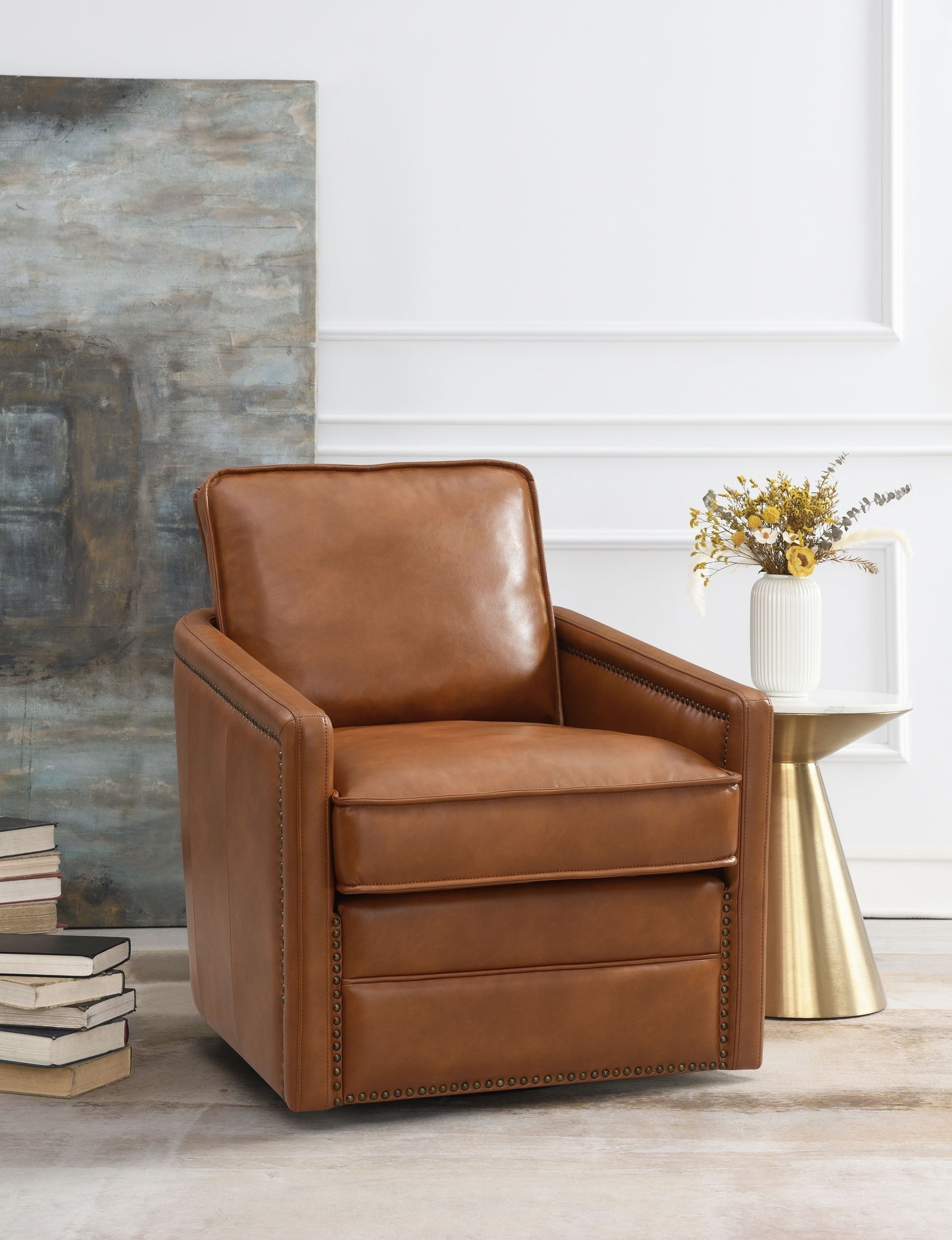 Rocha Brown Leather Aire Swivel Chair W/Glider
