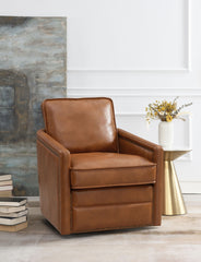 Rocha Brown Leather Aire Swivel Chair W/Glider