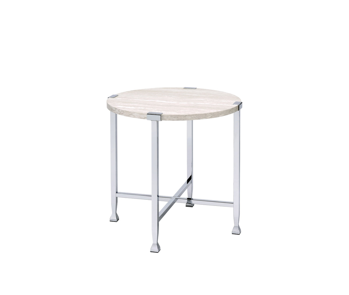 Brecon White Oak & Chrome Finish End Table