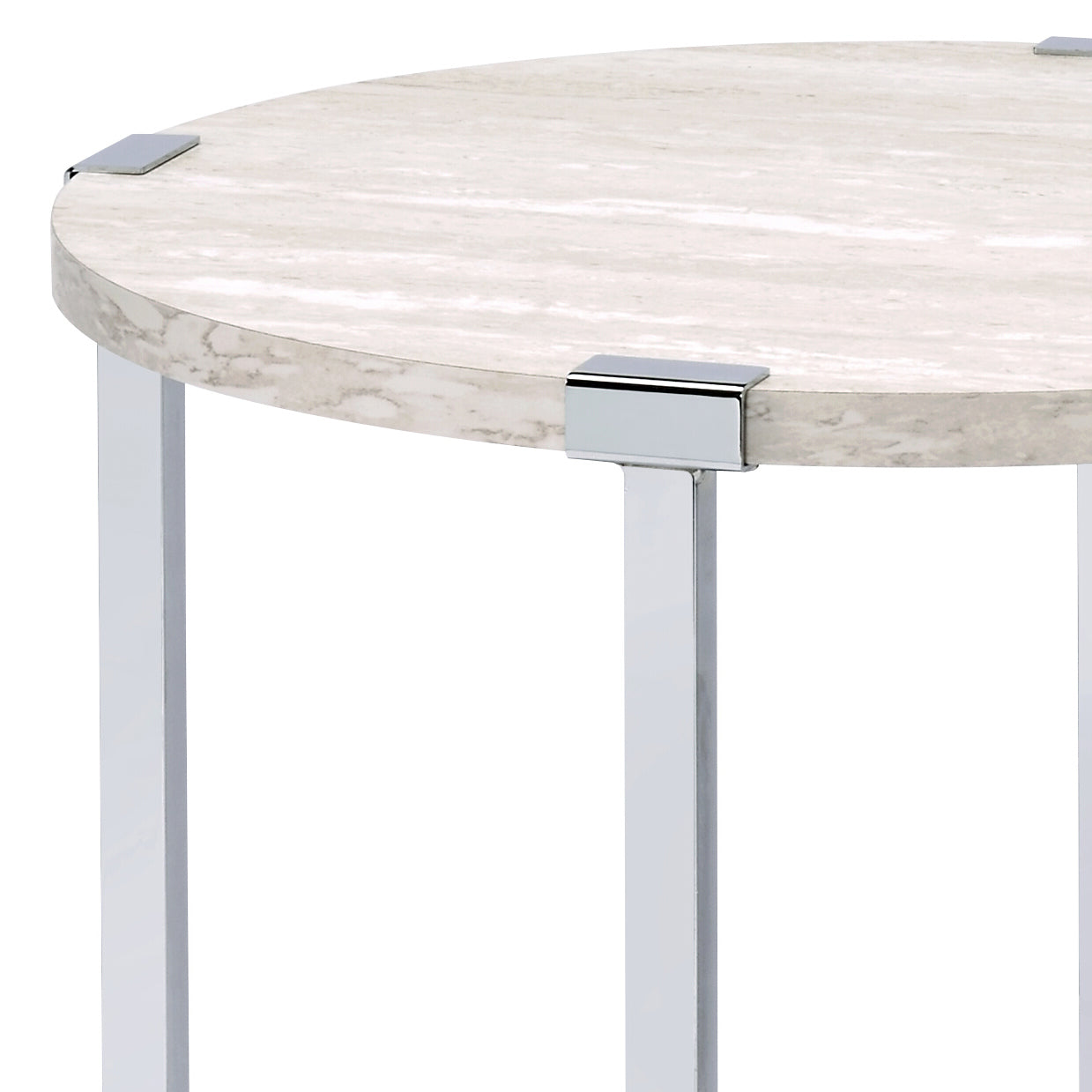 Brecon White Oak & Chrome Finish End Table