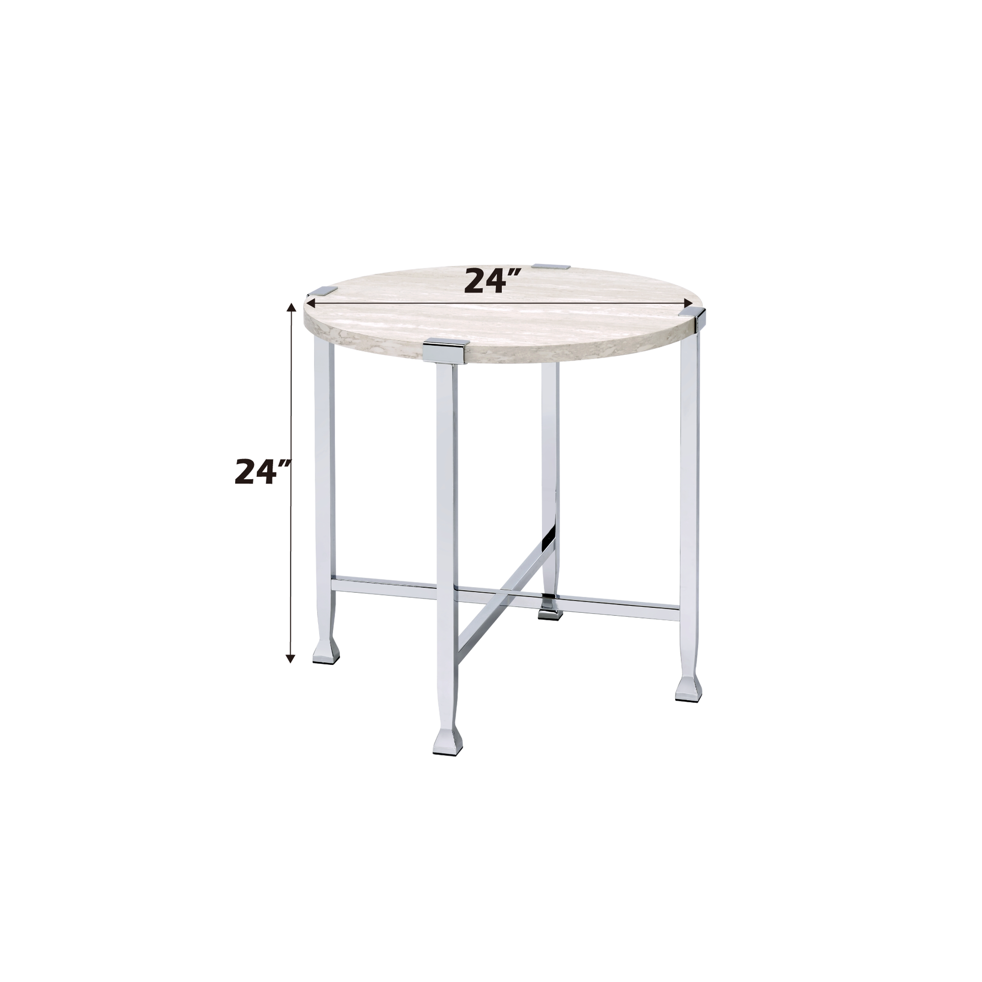 Brecon White Oak & Chrome Finish End Table