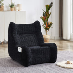 Bean Bag Chair for Adults with Armrests - Oversized Comfy Beanbag Lounge Lazy Floor Sofa Accent Chair for Living Room, Bedroom (Black)