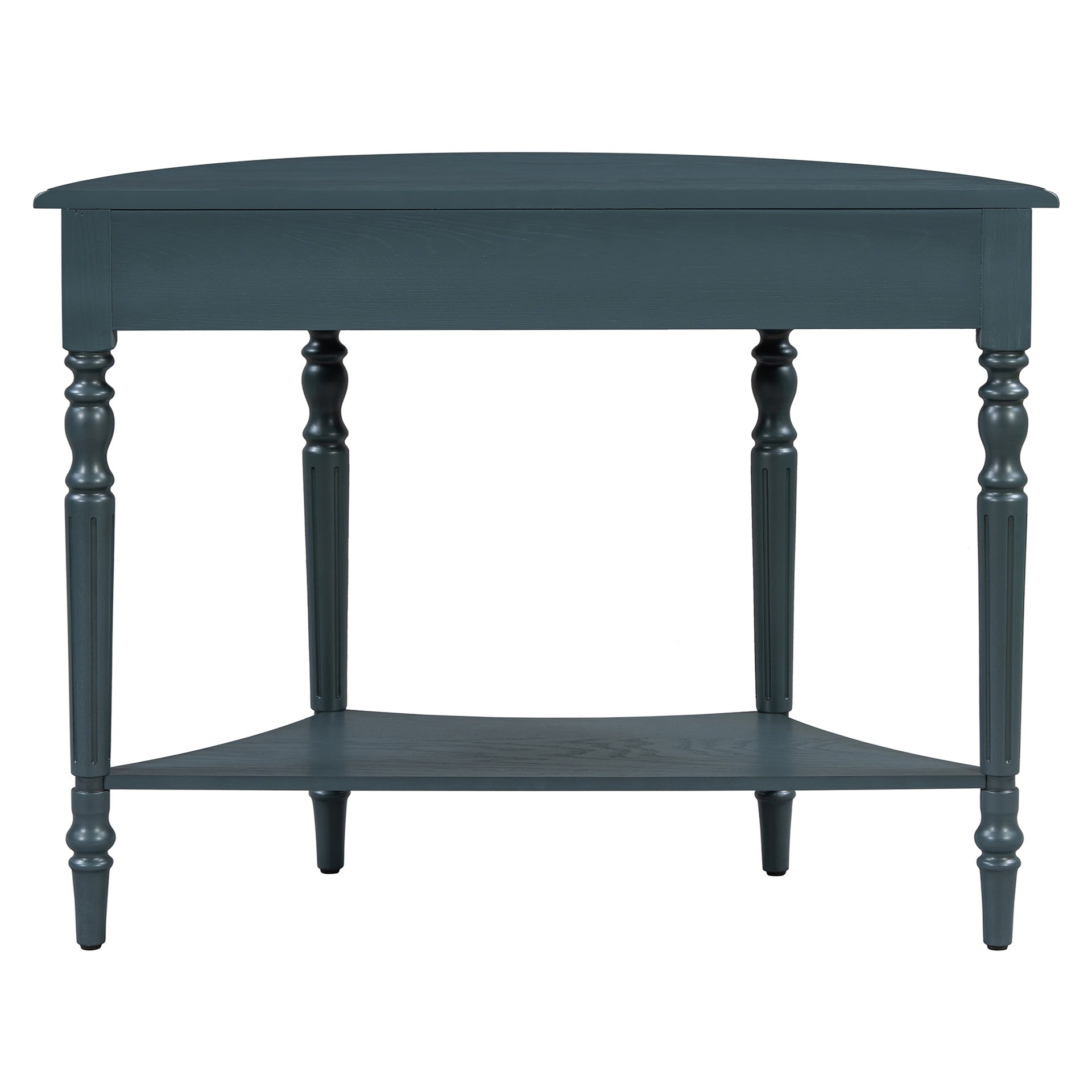 TREXM Farmhouse Half Moon Console Table with Drawer & Shelf - Rustic Accent Table, Sofa Table for Entryway, Living Room, Hallway and Foyer (Navy)