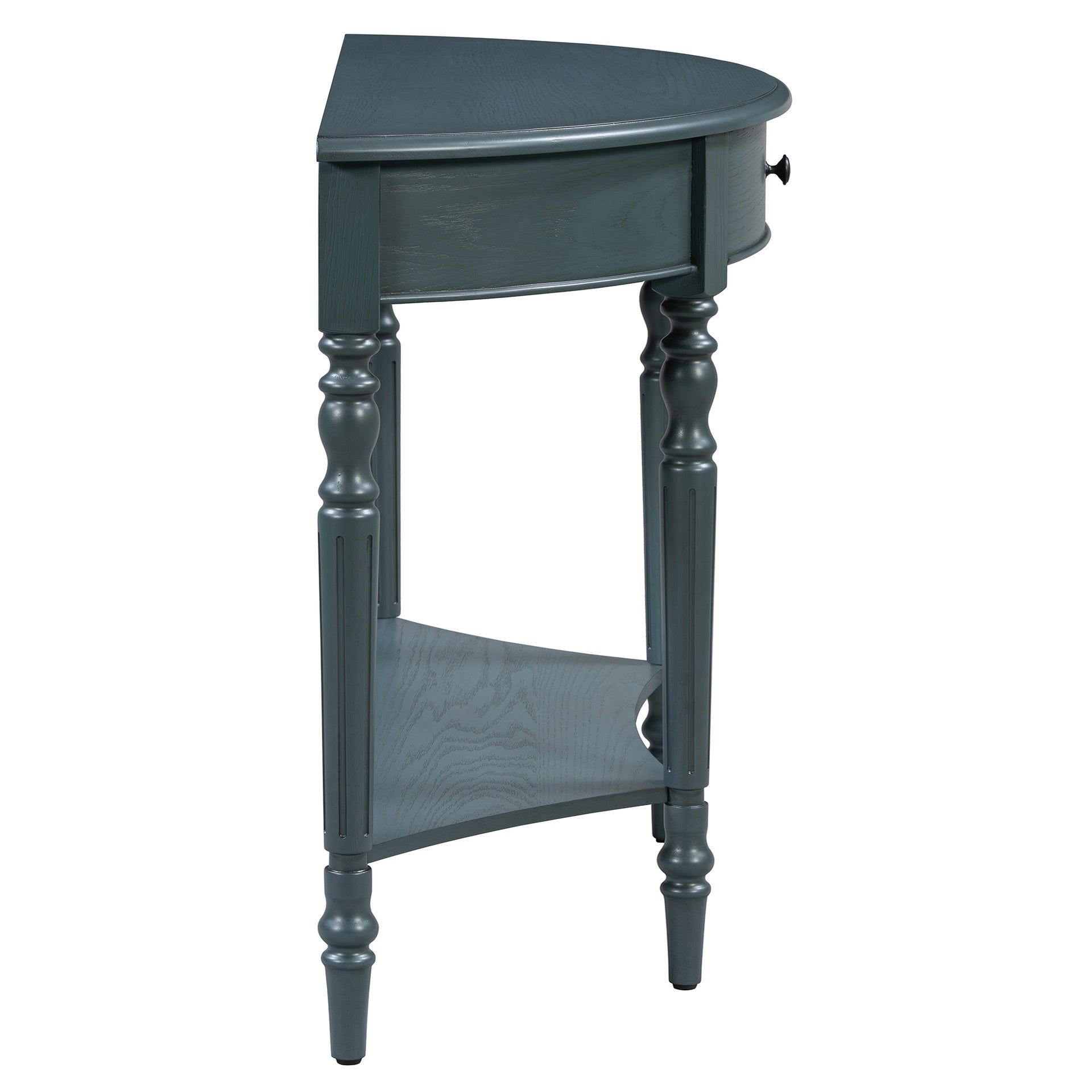 TREXM Farmhouse Half Moon Console Table with Drawer & Shelf - Rustic Accent Table, Sofa Table for Entryway, Living Room, Hallway and Foyer (Navy)