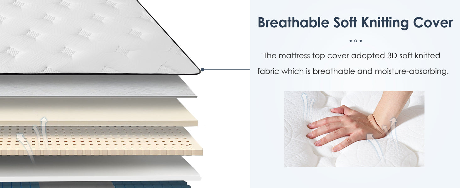 Queen Size Mattress,12 Inch Hybrid Mattress, Individually Pocketed Innerspring, Medium Firm