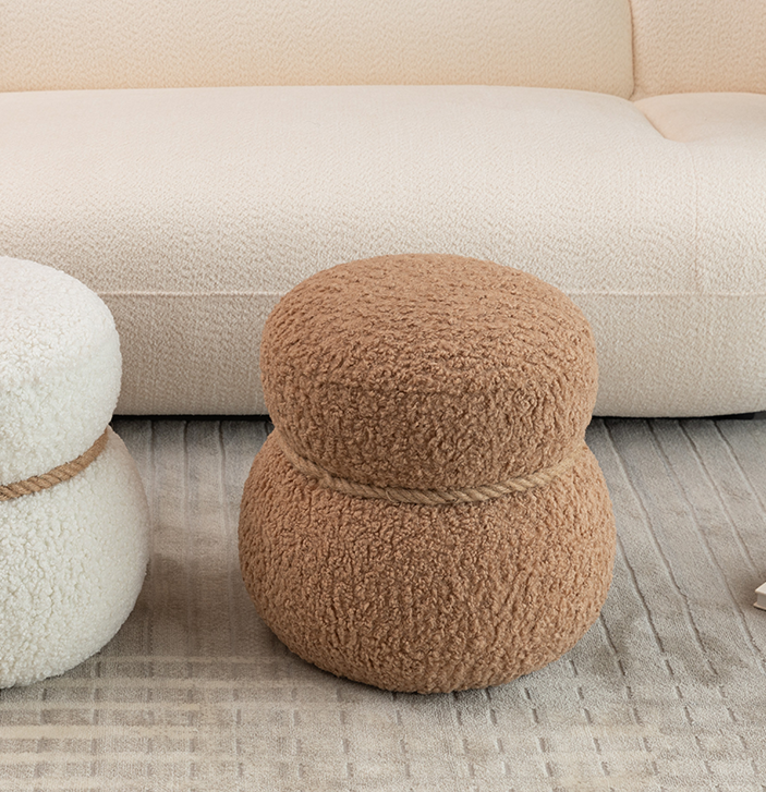 WKJ1Y Light camel snowman stool, seat body width 14.56in round belly, playful and lovely, suitable for any space