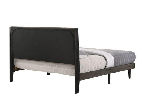 Valdemar Brown Fabric & Weathered Gray Finish Queen Bed