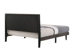 Valdemar Brown Fabric & Weathered Gray Finish Queen Bed
