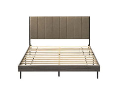 Valdemar Brown Fabric & Weathered Gray Finish Queen Bed